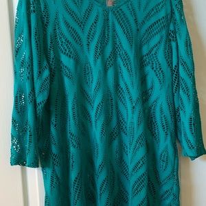Chico’s Aqua Tunic Top (Chico size 3)